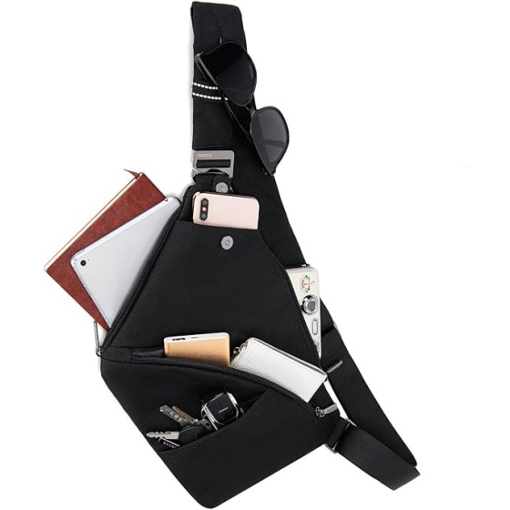 Travel Sling Bag with RFID Pocket, Anti Theft Crossbody Bag for Women Men Casual Chest Outdoor Shoulder Hiking Bag